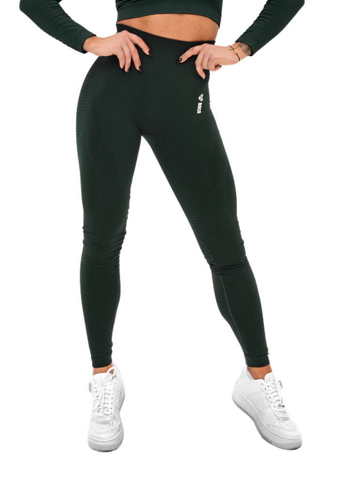 Legginsy Bezszwowe Bottle Green Cropped