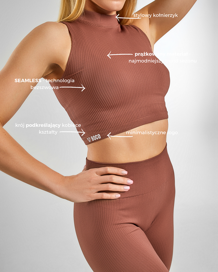 Bezešvý top Comfy Stripes Chocolate